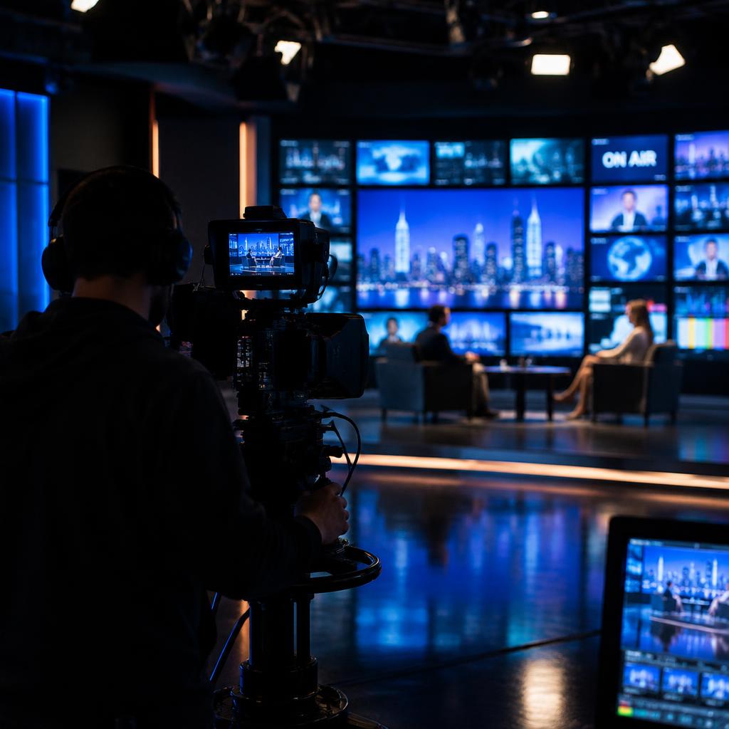 Camera operator on the Samsor TV studio floor